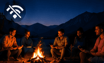 People gathered around a campfire