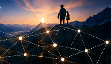 Trail silhouettes with a connected mesh of points